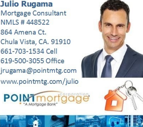 Point Mortgage logo with Loan Officer Julio Rugama's headshot