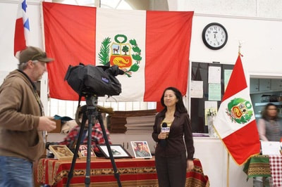 Television reporter at House of Peru
